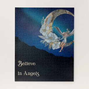 Angel Design met Floral Moon Night Sky Legpuzzel