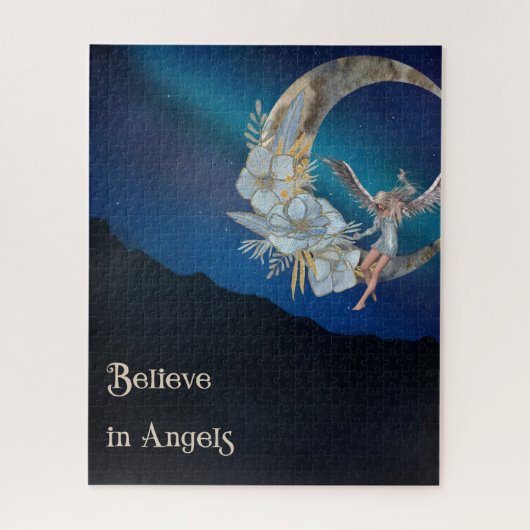 Angel Design met Floral Moon Night Sky Legpuzzel (Verticaal)