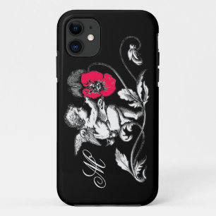 ANGEL DIE EEN PINKSTROOM, MONOGRAM, zwart BEDEKT iPhone 11 Hoesje