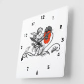 Angel die een rode ventilator schildert vierkante klok (Hoek)