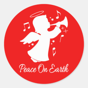 Angel die een Trumpet blaast met notities Ronde Sticker