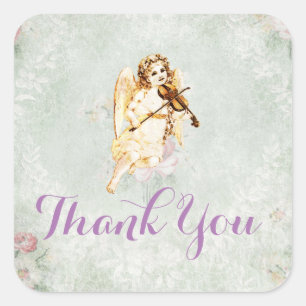 Angel die een viool speelt bedankt vierkante sticker