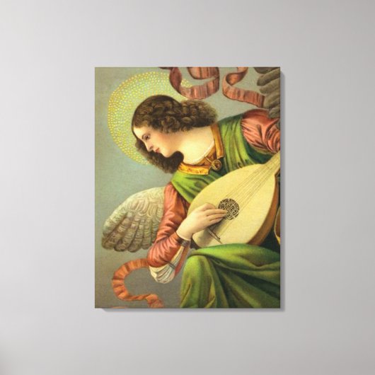 Angel die met mandolin schildert canvas afdruk (Voorkant)