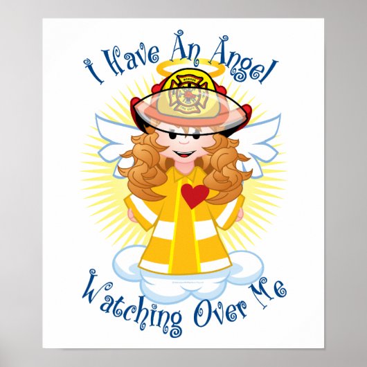 Angel die over me kijkt brandweerman poster (Voorkant)