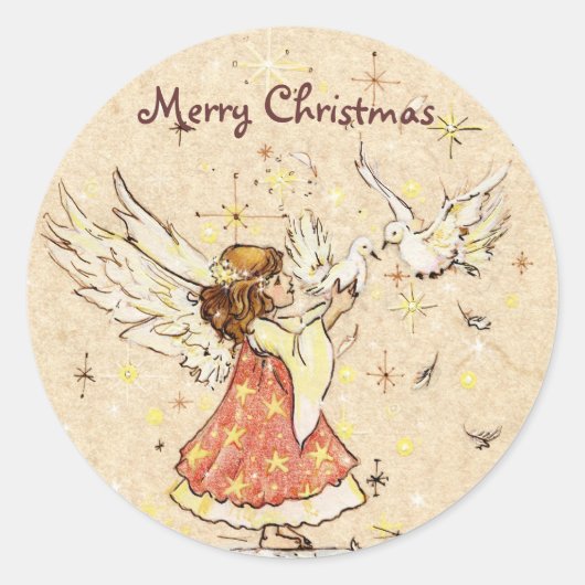Angel & Doves Sticker Gift Label (Voorkant)