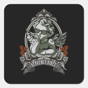 Angel Dreamy Heavenly Vibes Cool Tattoo Art Vierkante Sticker