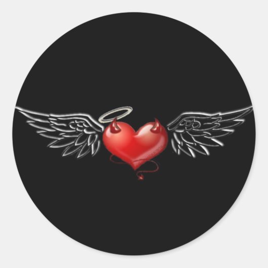 Angel duivel achtergrond ronde sticker (Voorkant)