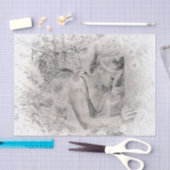 Angel Elegant Boho Black en White Floral Vignette Tissuepapier (Craft)