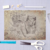 Angel Elegant Boho Bloemen Antiek Sepia Textuur Tissuepapier (Craft)