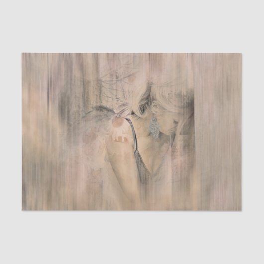 Angel Elegant Boho Floral Antiek Sepia Etheral Tissuepapier (Voorkant)