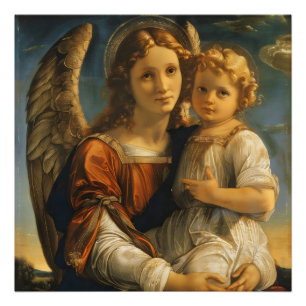 Angel en Baby Jesus Foto Afdruk