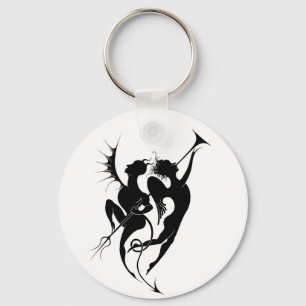 Angel en Devil Silhouette Button Sleutelhanger