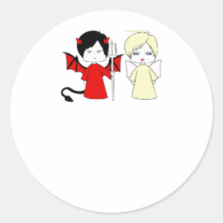 Angel en duivel ronde sticker