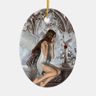 Angel en Haar hond Keramisch Ornament
