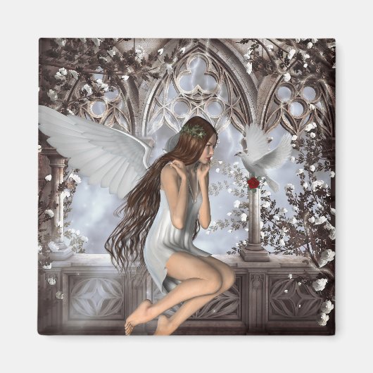 Angel en Haar hond Magneet (Voorkant)