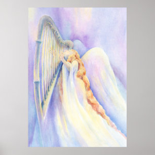 Angel en Harp Print