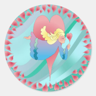 ANGEL EN HOORZITTEN VAN SHARON SHARPE RONDE STICKER