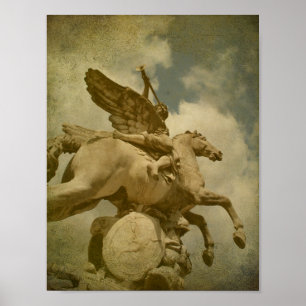 Angel en Horse Statue Poster