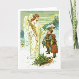 Angel en kinderen feestdagen kaart