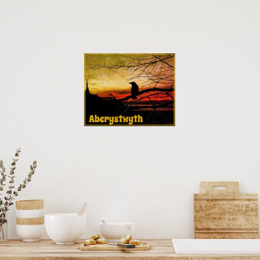 Angel en Raven van Aberystwyth op zonsondergang Poster (Keuken)