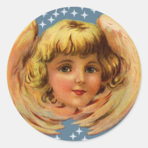Angel en sterren ronde sticker