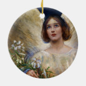  Angel en White Lilies Art Keramisch Ornament (Achterkant)