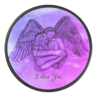 Angel Eros in Liefde, ik hou van je Hockey Puck