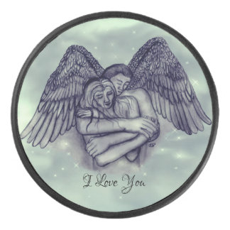 Angel Eros in Liefde, ik hou van je Hockey Puck