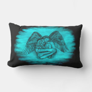 Angel Eros in Liefde, zwart en groen ontwerp Buitenkussen