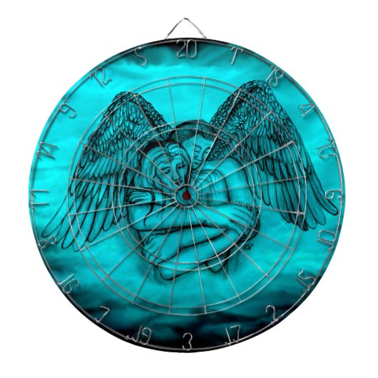 Angel Eros in Liefde, zwart en groen ontwerp Dartbord (Voorkant)