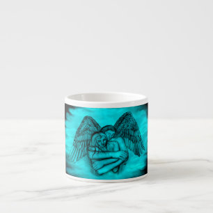 Angel Eros in Liefde, zwart en groen ontwerp Espresso Kop