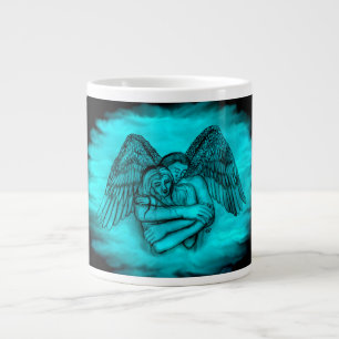 Angel Eros in Liefde, zwart en groen ontwerp Extra Grote Beker