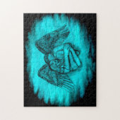 Angel Eros in Liefde, zwart en groen ontwerp Legpuzzel (Verticaal)