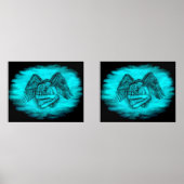 Angel Eros in Liefde, zwart en groen ontwerp Muurkunst Sets (Voorkant)