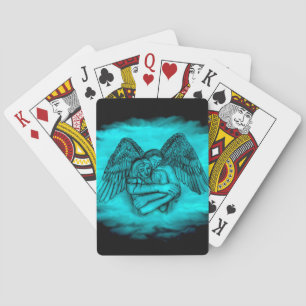 Angel Eros in Liefde, zwart en groen ontwerp Pokerkaarten