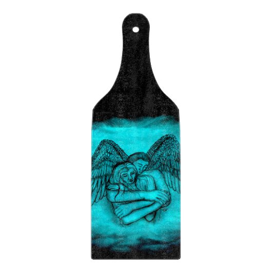 Angel Eros in Liefde, zwart en groen ontwerp Snijplank (Voorkant)
