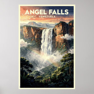 Angel Falls Venezuela Reisposter uit het verleden Poster