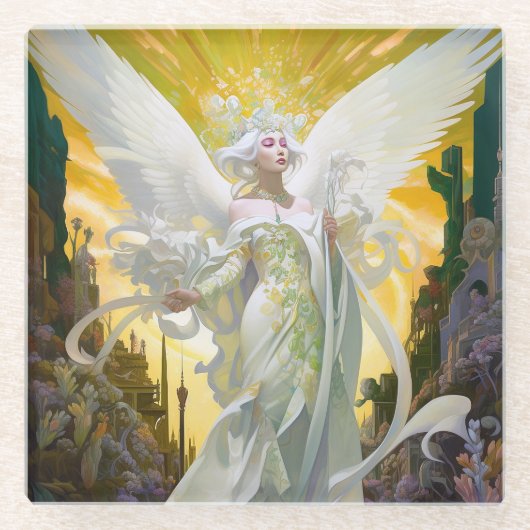 Angel Fantasy Art Glazen Onderzetter (Voorkant)