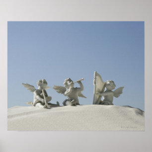 Angel figuren met muziekinstrumenten op poster