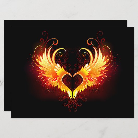Angel Fire Heart met Wings Aankondiging (Voorkant / Achterkant)