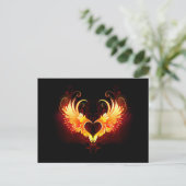 Angel Fire Heart met Wings Aankondigingskaart (Staand voorkant)