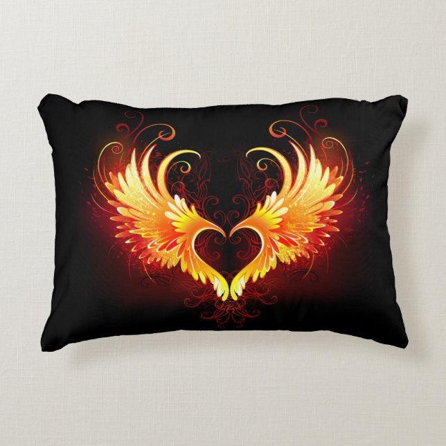 Angel Fire Heart met Wings Accent Kussen (Voorkant)