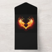 Angel Fire Heart met Wings All In One Uitnodiging (Binnen)