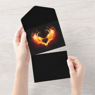 Angel Fire Heart met Wings All In One Uitnodiging