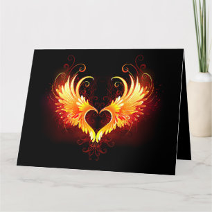 Angel Fire Heart met Wings Bedankkaart