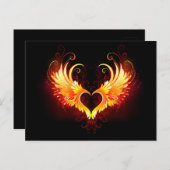 Angel Fire Heart met Wings Briefkaart (Voorkant / Achterkant)