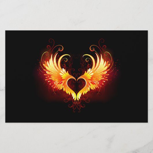 Angel Fire Heart met Wings Briefpapier (Voorkant)