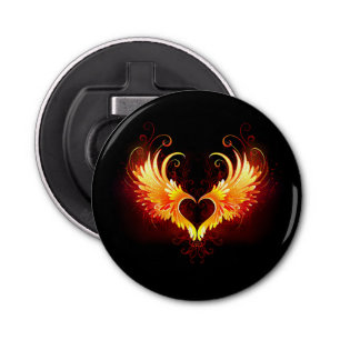 Angel Fire Heart met Wings Button Flesopener