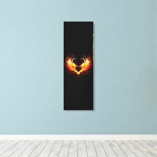 Angel Fire Heart met Wings Canvas Afdruk (Insitu (Houten vloer))