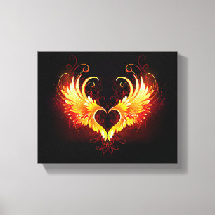 Angel Fire Heart met Wings Canvas Afdruk
